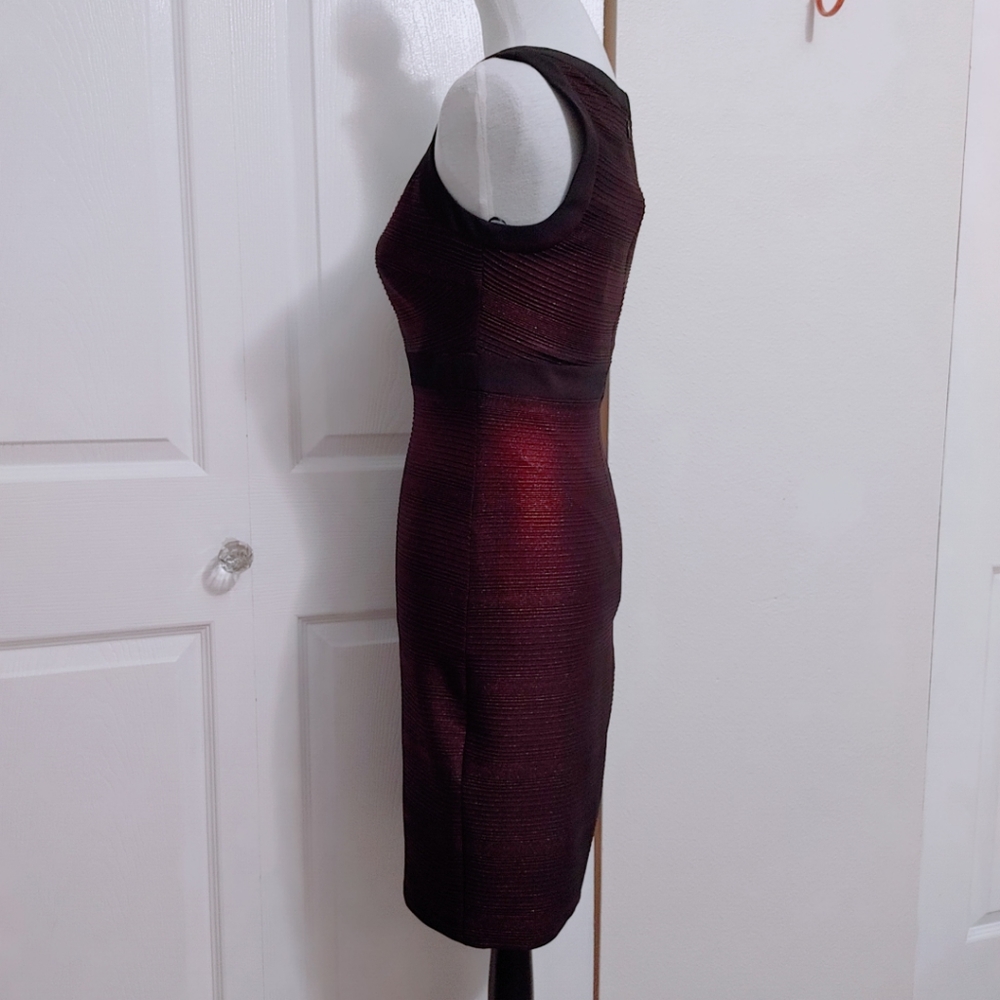 Cache Black and Red Ribbed Bodycon Dress - Picture 6 of 11